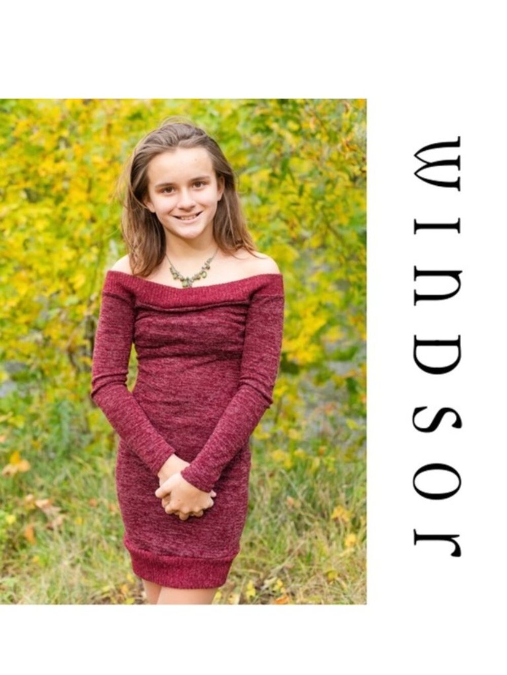 Windsor | Burgundy Off Shoulder Long Sleeve Knit Dress | Size Extra Small